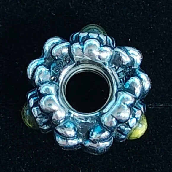 Authentic Pandora August Birthday Blooms Charm 790580PE Silver & Peridot - Picture 4 of 5